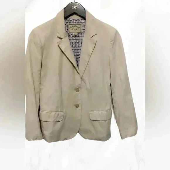 Lucky brand stylish tan casual day 2 nite long sleeve 2 button cream blazer 2 - Picture 1 of 5